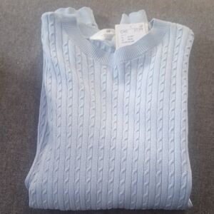 H&M Light Blue Cable-Knit Crewneck Sweater